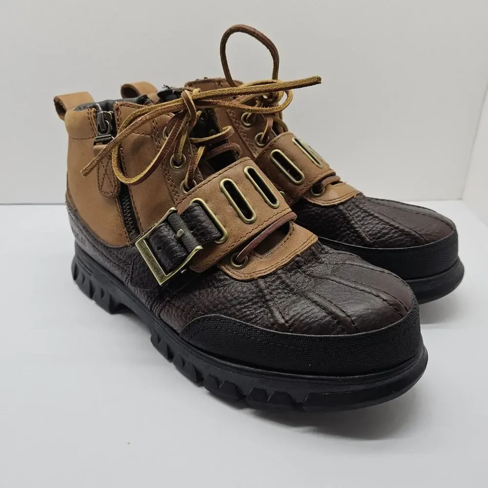 Polo Ralph Lauren Allendale II Duck Boots Brown Leather Size 7.5D Mens